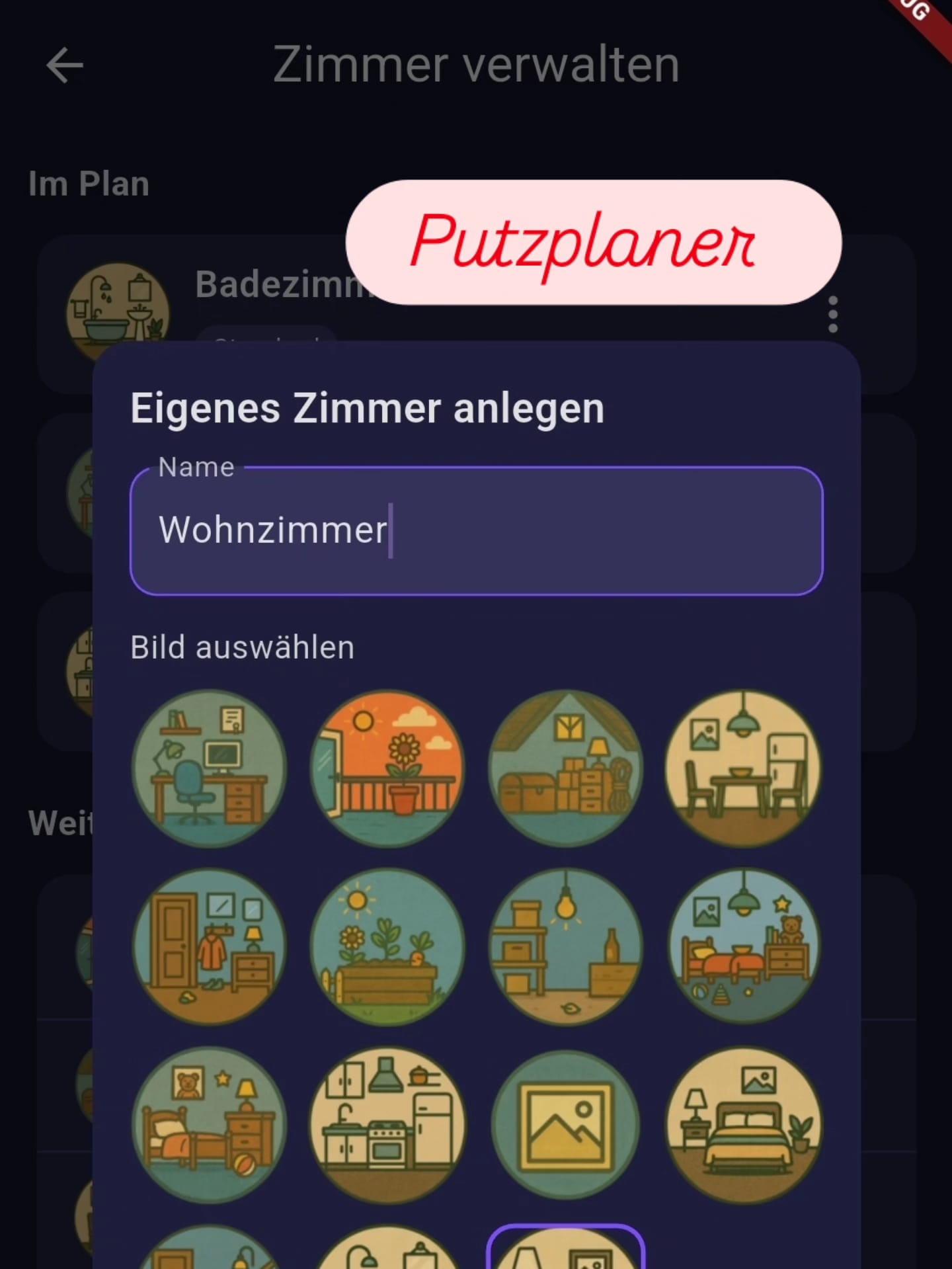 Putzplan in Organito mit Zimmerverwaltung für eine WG